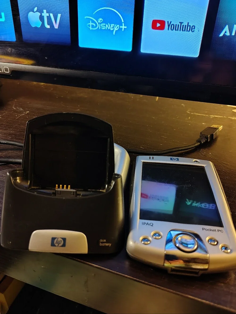Vintage HP iPAQ Pocket PC PDA Handheld Bundle with USB Desktop Cradle